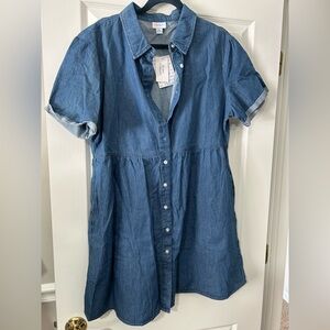 LuLaRoe XL Ashton Blue Denim Button-Up Dress